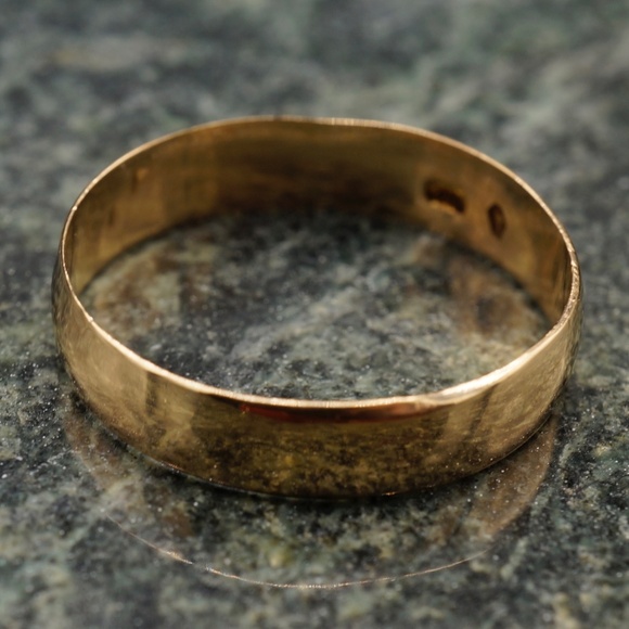 c.1890 14k Victorian Wedding Band Handmade Cigar Band Wolf’s Head Maker’s Mark - Picture 4 of 7